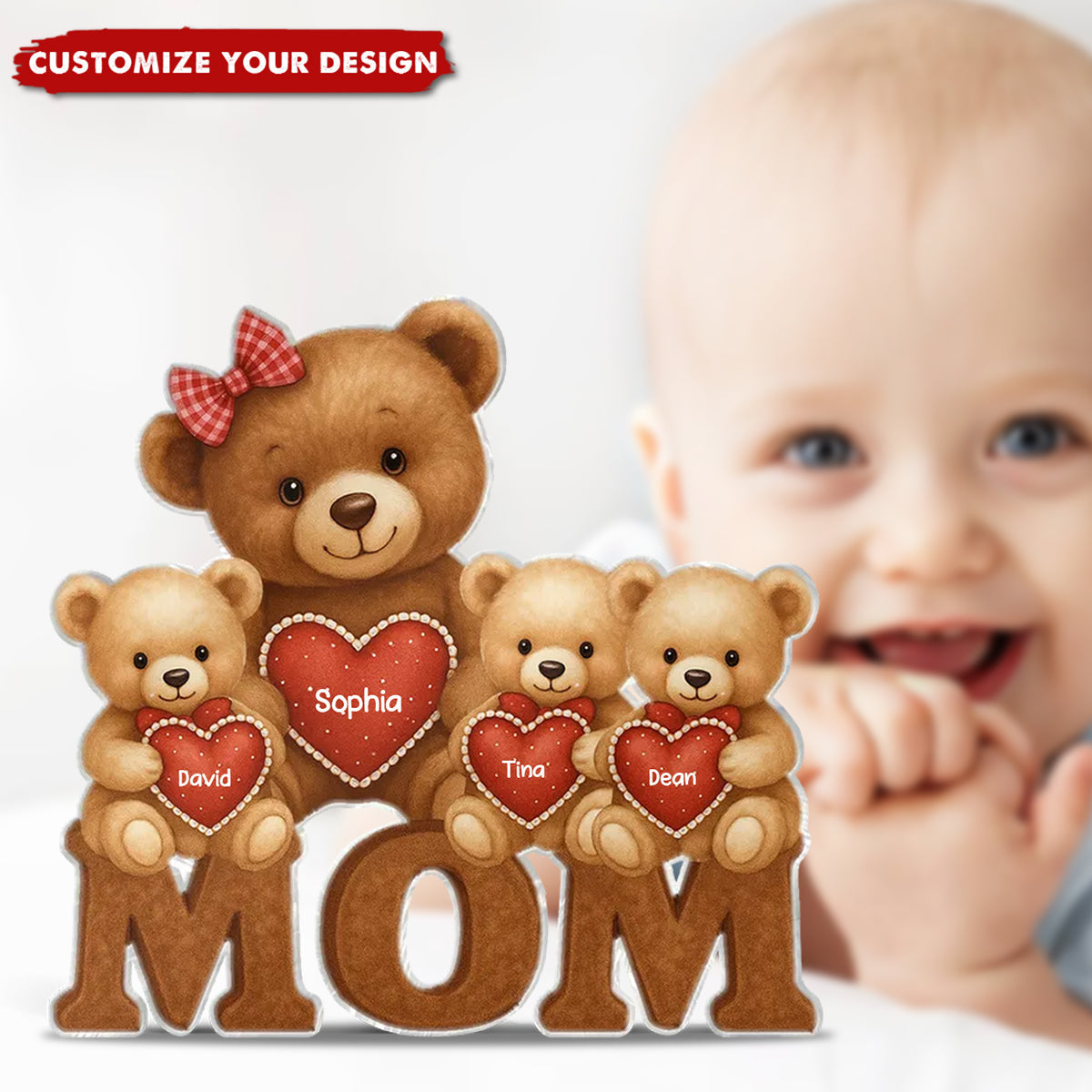Mama Bear Personalized Acrylic Plaque - Gift For Mom