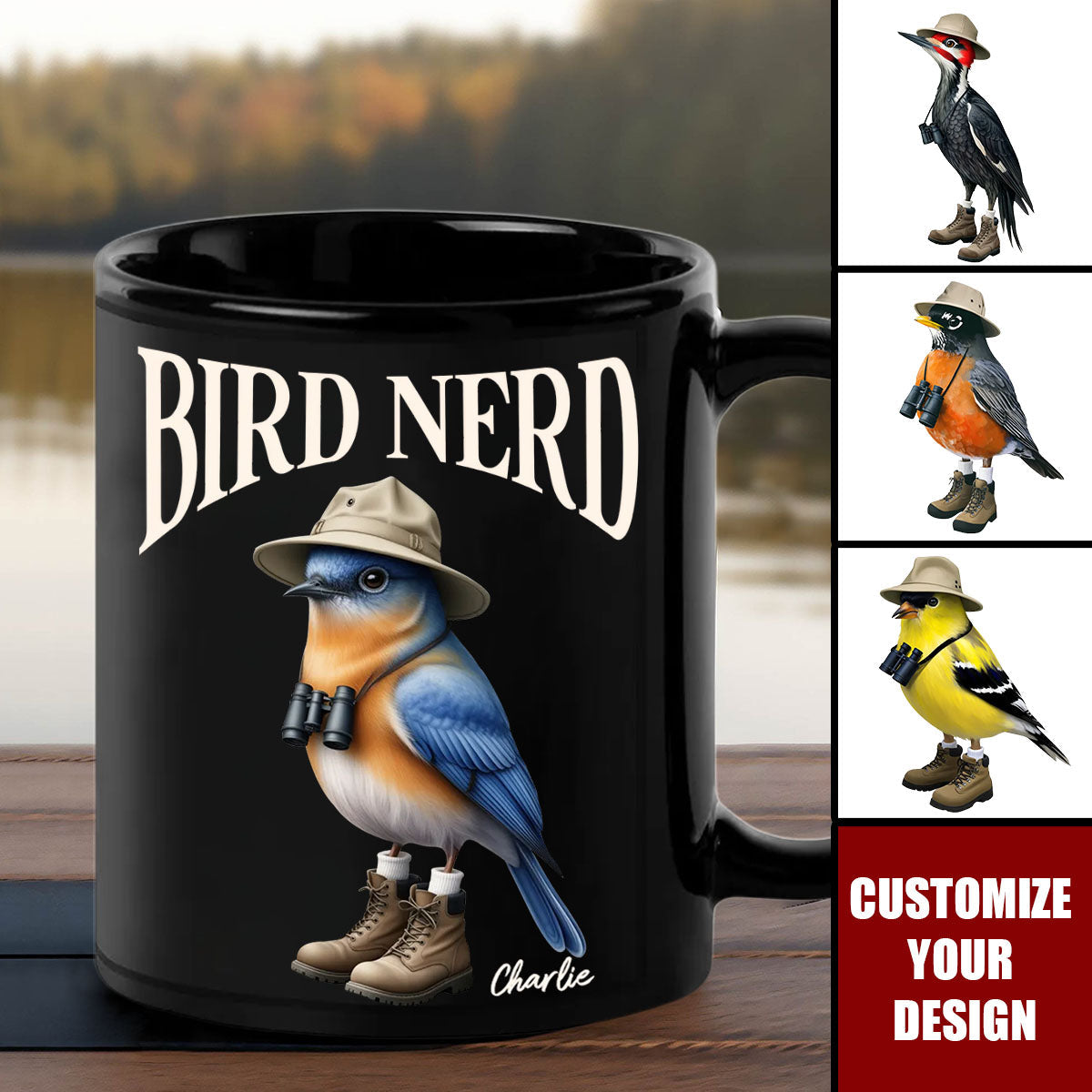 Bird Nerd Funny Bird Watche Personalized Black Mug
