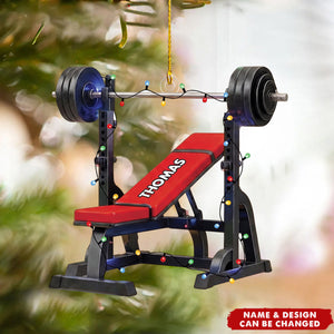 Personalized Weight Bench Christmas Gift,  Personalized Workout Ornament
