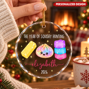 Personalized The Year Of Squishy Hunting Glass Christmas Ornament