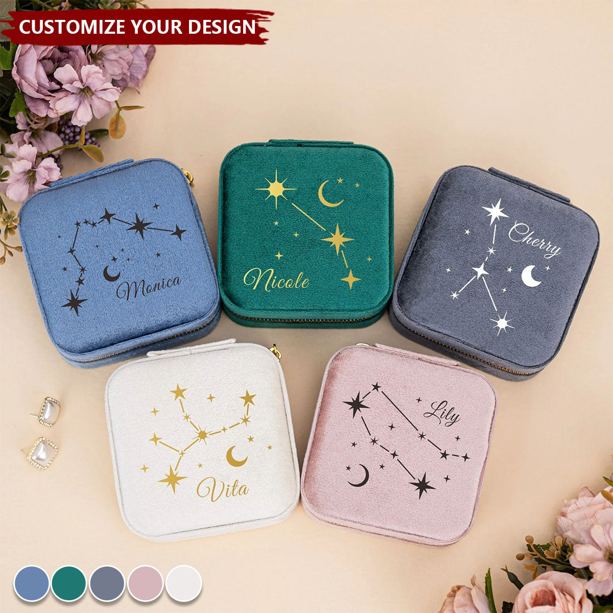 Zodiac Sign Jewelry Box - Personalized Star Sign Name Jewelry Box