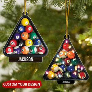 Billiards Personalized Christmas Ornament, Billiard Player Gift
