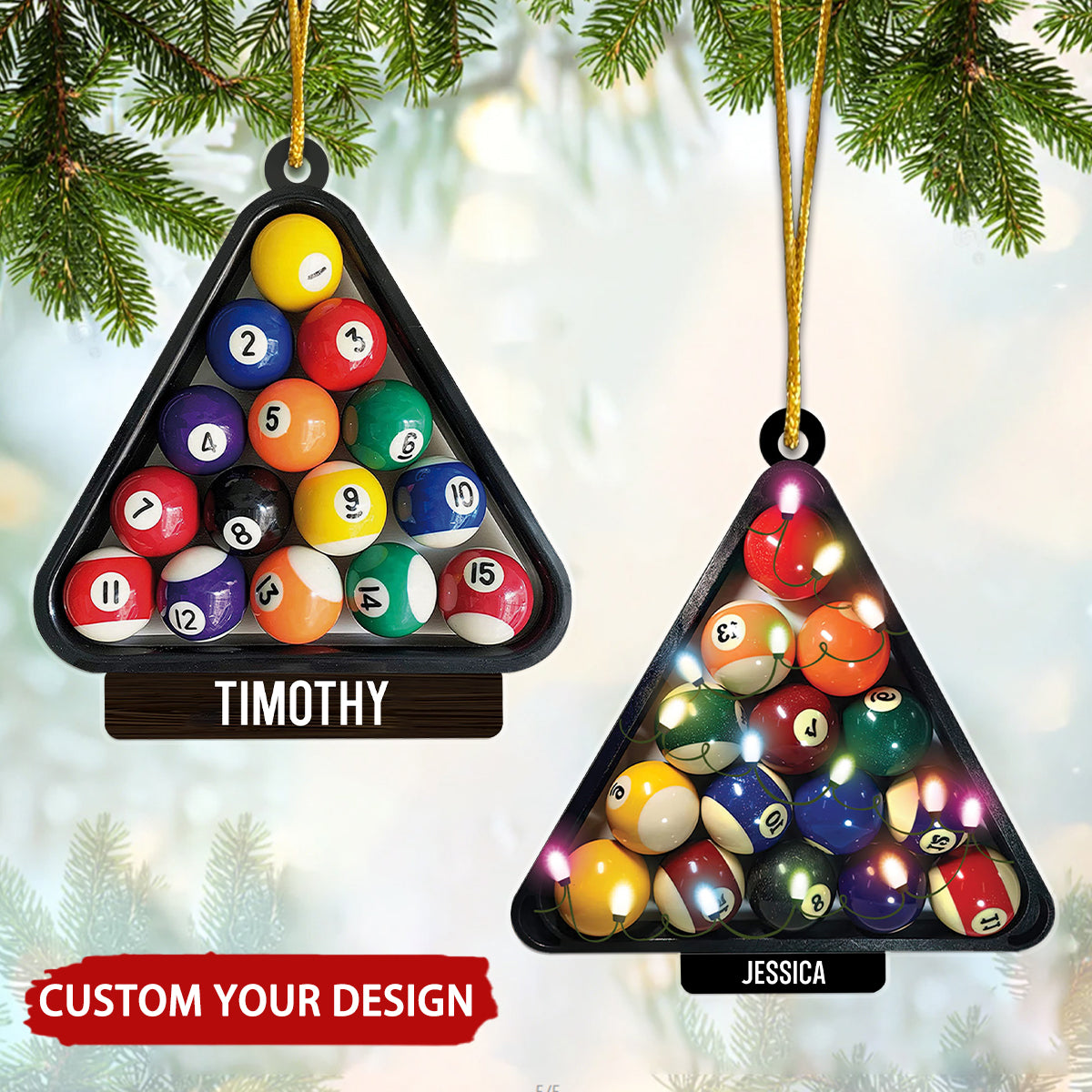 Billiards Personalized Christmas Ornament, Billiard Player Gift