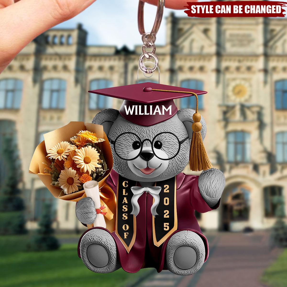 Graduation Bear - Personalized Acrylic Keychain