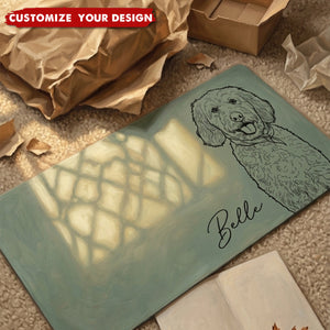 Custom Pet Portrait Sketch Line Art Gift For Pet Lovers - Personalized Desk Mat