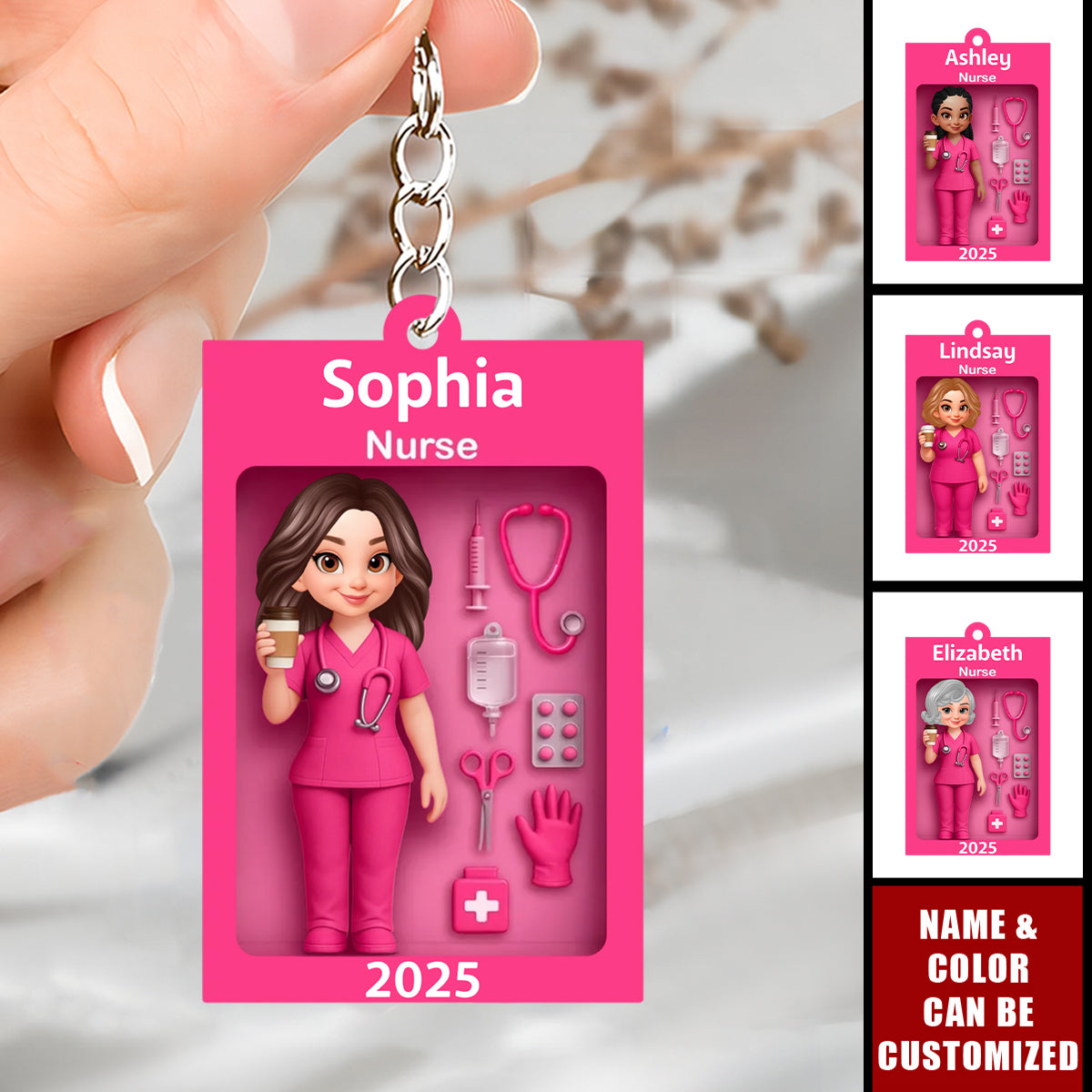 Nurse In Toy Box - Personalized Acrylic Keychain, Gift For Nurse, For Co-workers