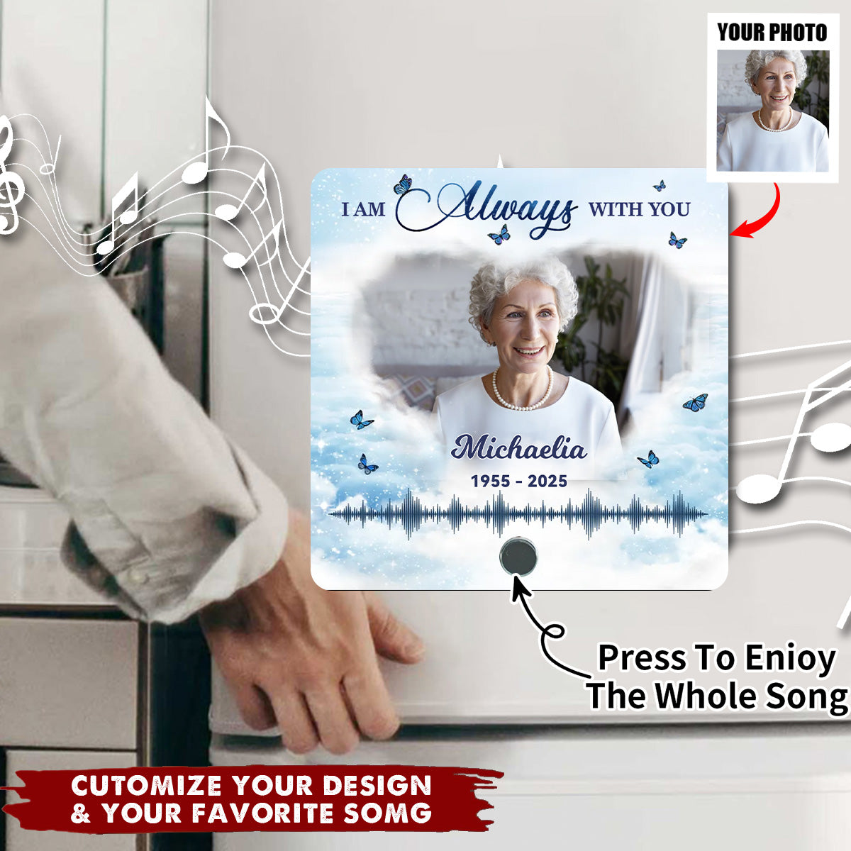Miss The Sound Of Your Voice - Memorial Photo Personalized Music Fridge Magnet