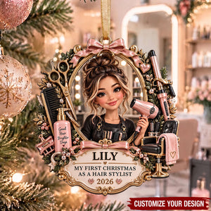 First Christmas As A Hair Stylist Ornament, Personalized Hairstylist Gift