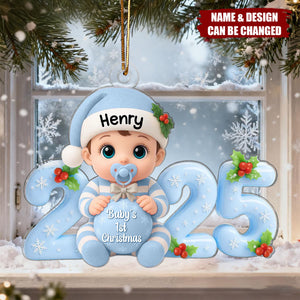 3D Effect Baby 1st Christmas 2025 - Personalized Acrylic Ornament