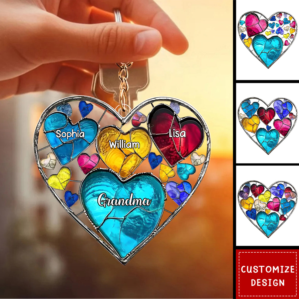 Grandma's Mom's Sweethearts - Personalized Grandma Keychain