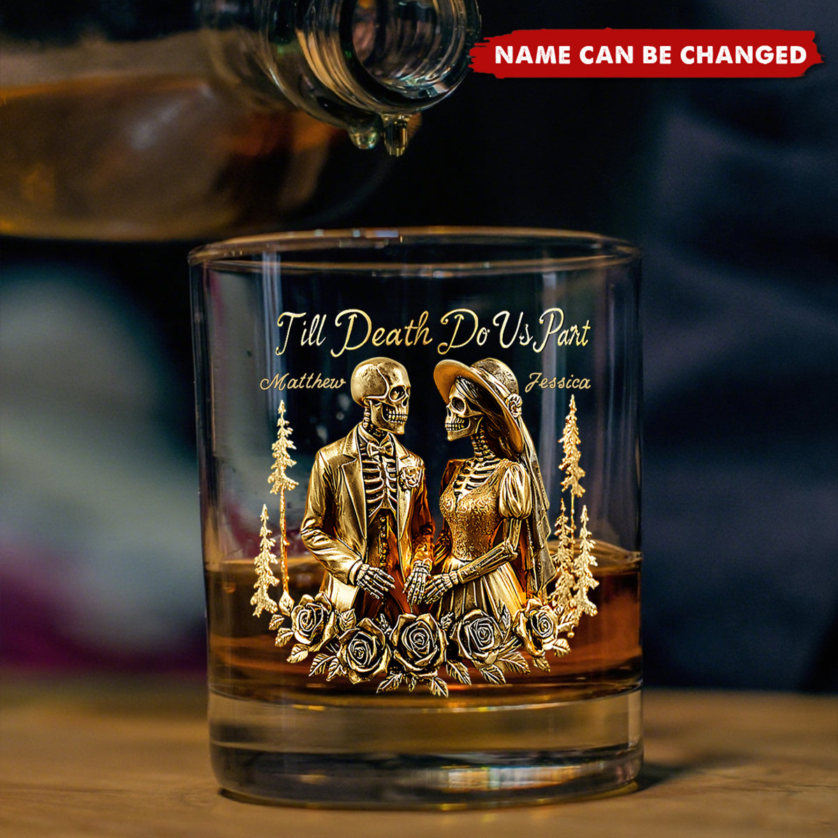 Till Death Do Us Part - Personalized Skull Whiskey Glass
