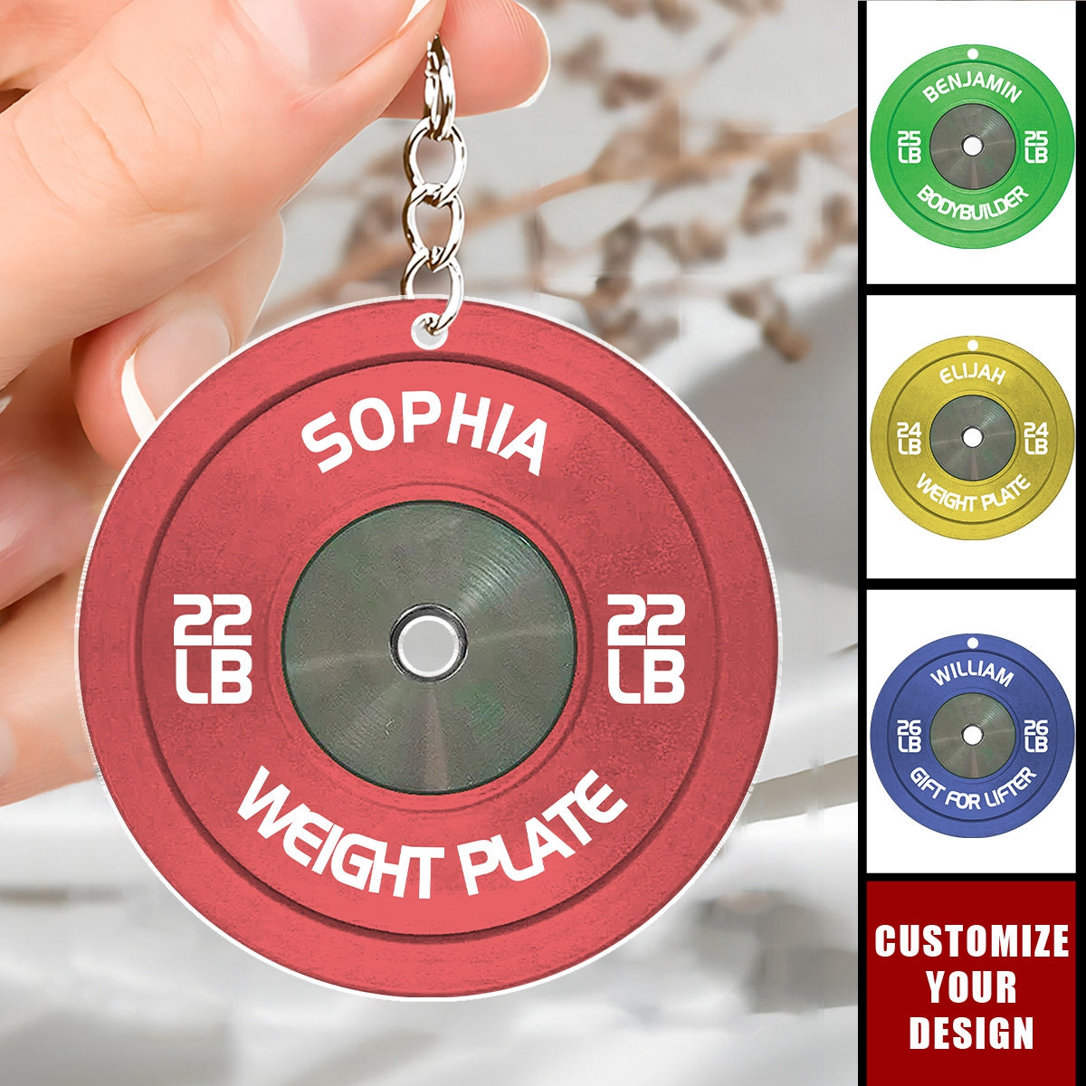 Weight Plate Bumper Plate - Personalized Acrylic Keychain, Gift For Lifter, Bodybuilder,Gymer