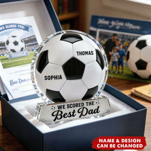 We Scored The Best Dad - Personalized Acrylic Block Plaque - Father's Day Gift For Soccer Dad