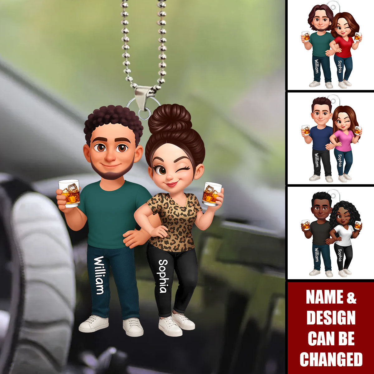 King And Queen Couple Personalized Car Ornament
