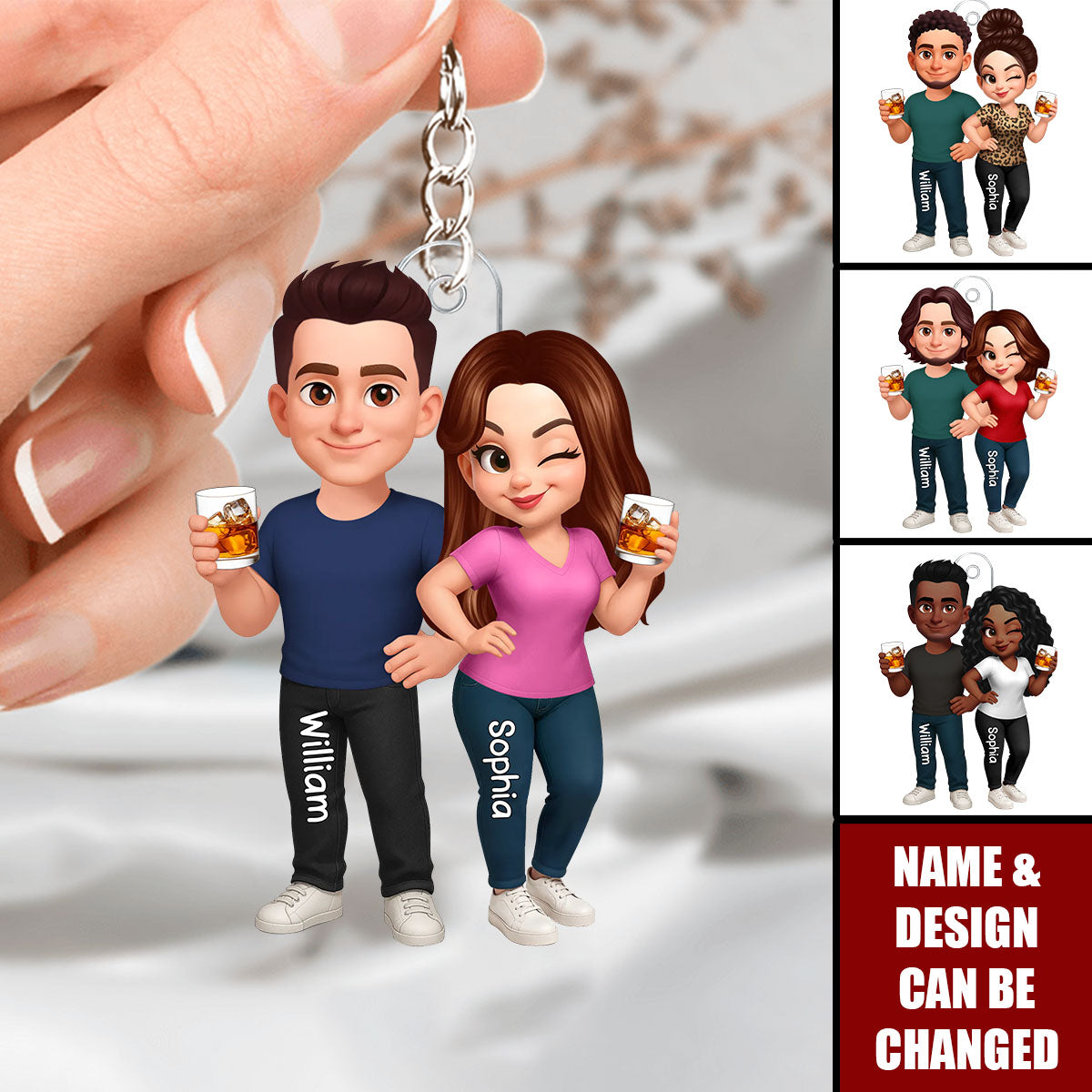 King And Queen Couple Personalized Keychain