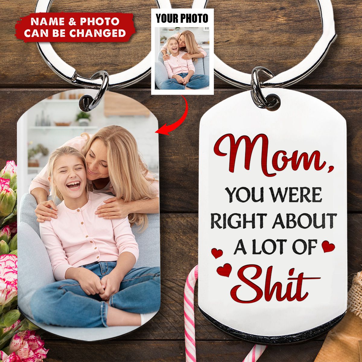 Custom Photo Great Job We're Awesome - Gift For Mom, Mother, Grandma - Personalized Keychain
