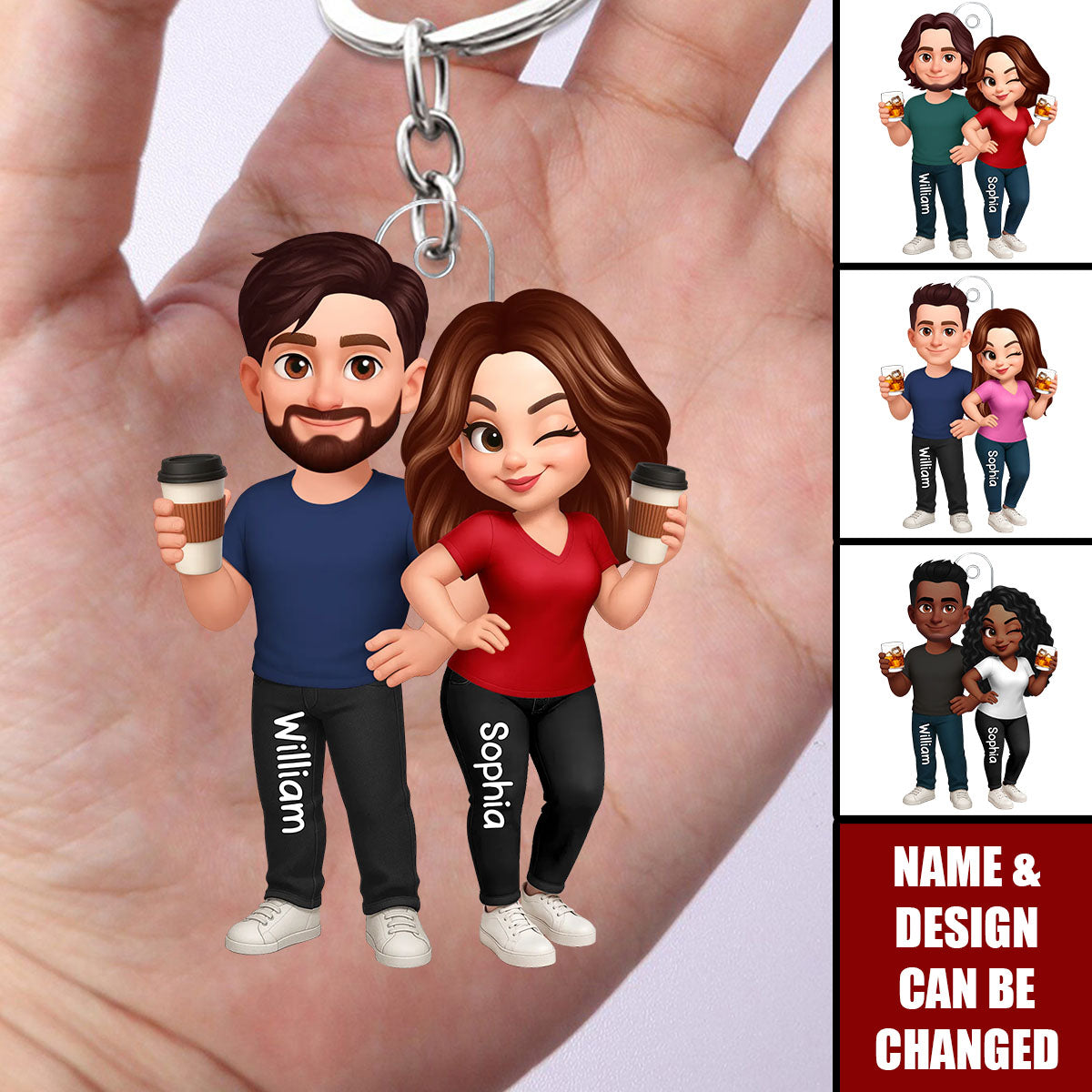 King And Queen Couple Personalized Keychain