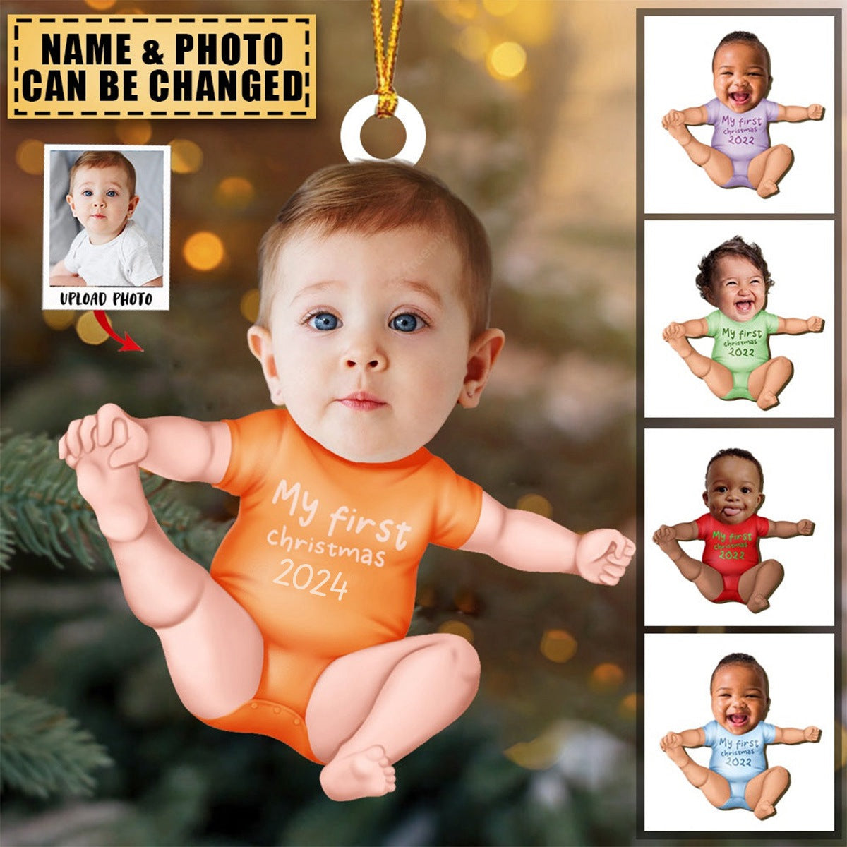 Transparent Christmas Ornament - Christmas Gifts - My First Christmas 2024 - Custom Ornament from Photo