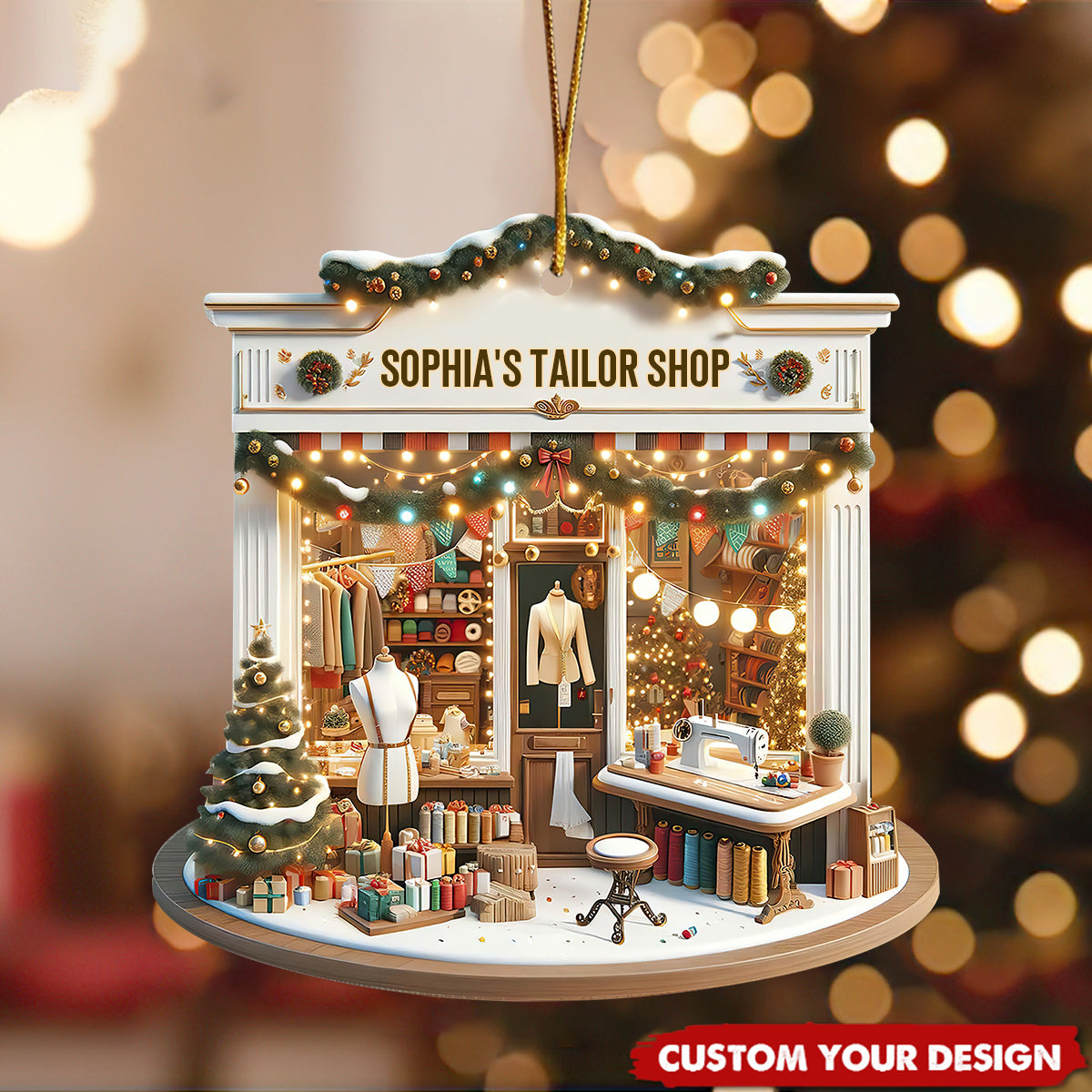 Personalized Tailor Shop Acrylic Ornament - Sewing Ornament