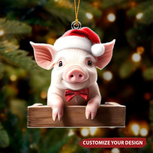 Cute Smile Pig - Personalized Acrylic Christmas Ornament