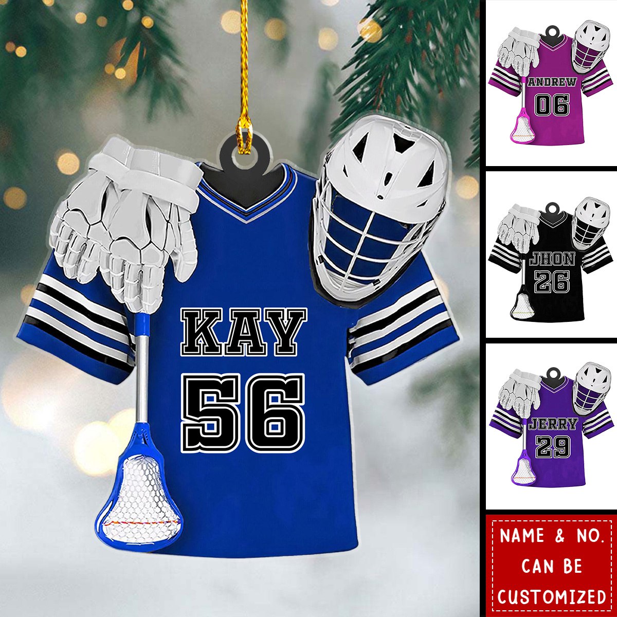 Lacrosse Players Uniform Personalized Christmas Ornament, Gift For Lacrosse Lovers