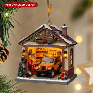 Personalized Off Road Car Garage Miniature Custom  Acrylic Ornament, Gift For Jeep Lover