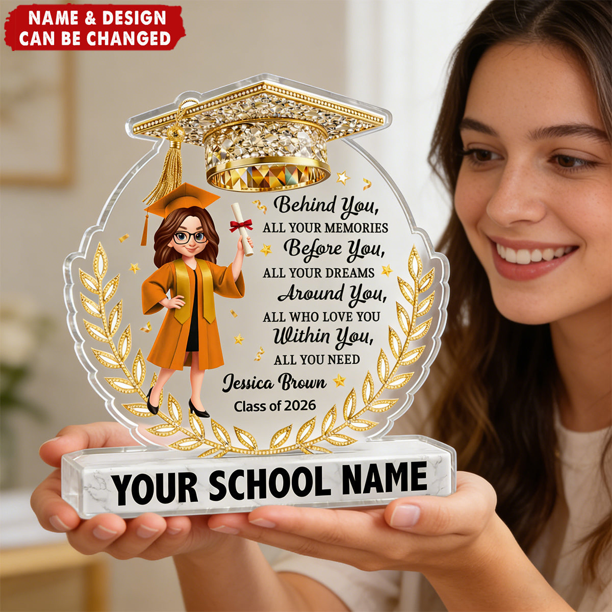 Shiny Effect Behind You All Your Dream Graduation - Personalized Acrylic Block Plaque