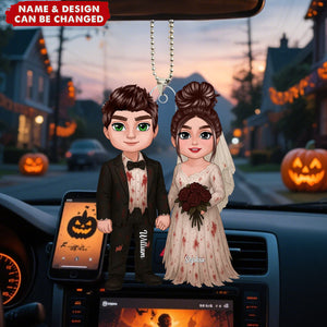 Halloween Horror Theme Couple Matching Personalized Acrylic Car Ornament