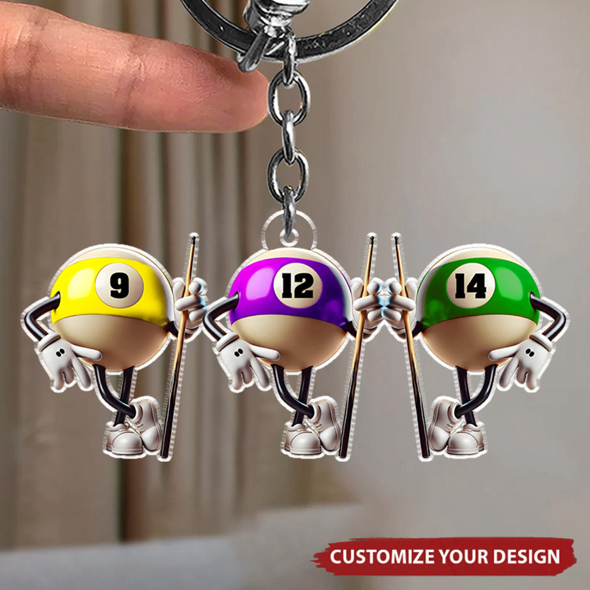 Billiard Balls - Personalized Acrylic Keychain, Gift For Friends