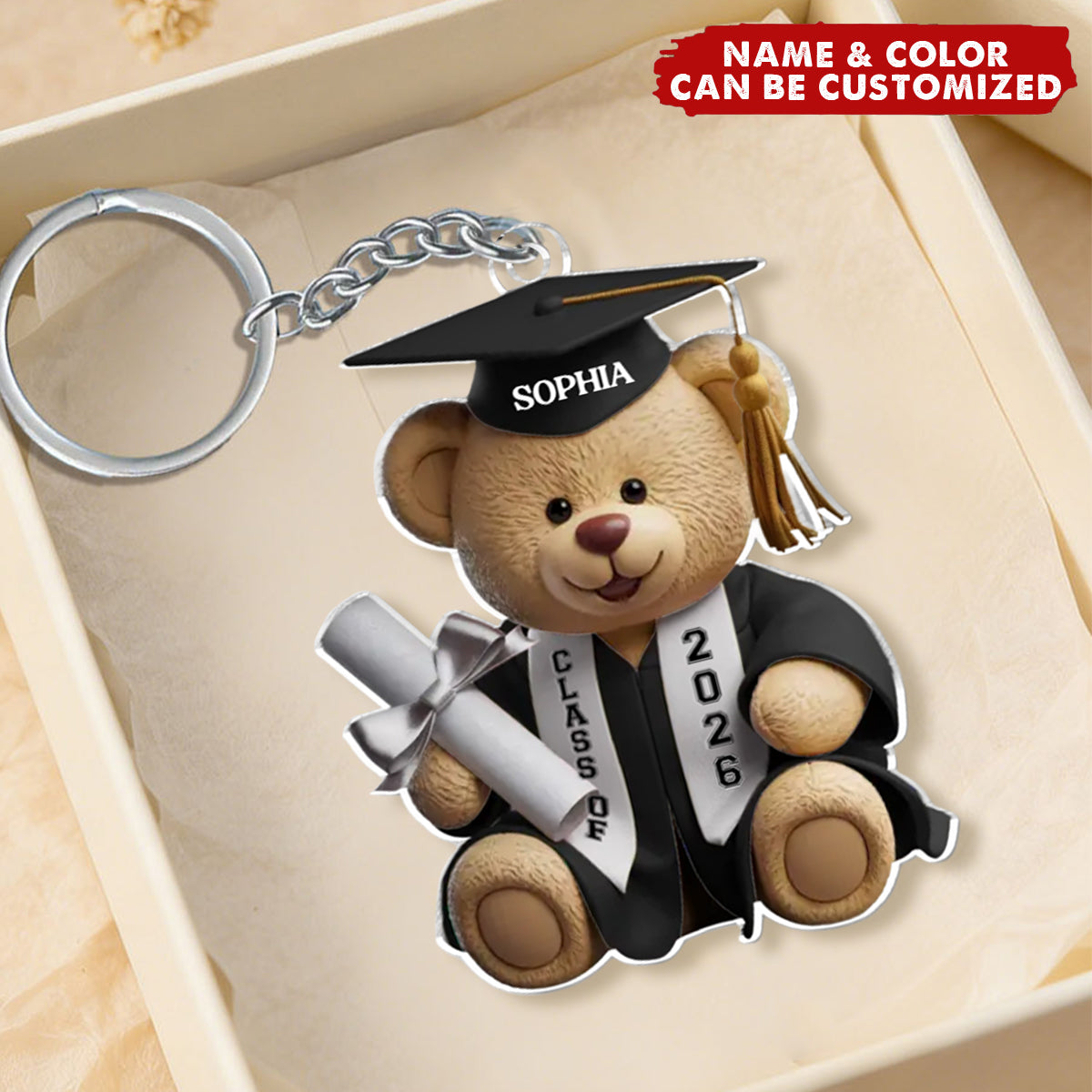 Personalized Graduation Acrylic Keychain - Pawsitively Proud Graduate