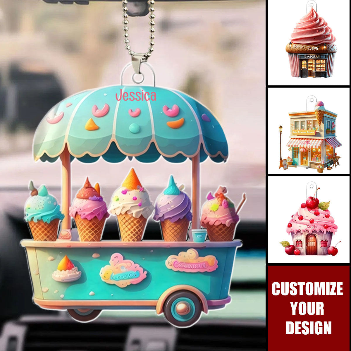 Ice Cream - Personalized Acrylic Ornament, Gift For Ice Cream Lovers