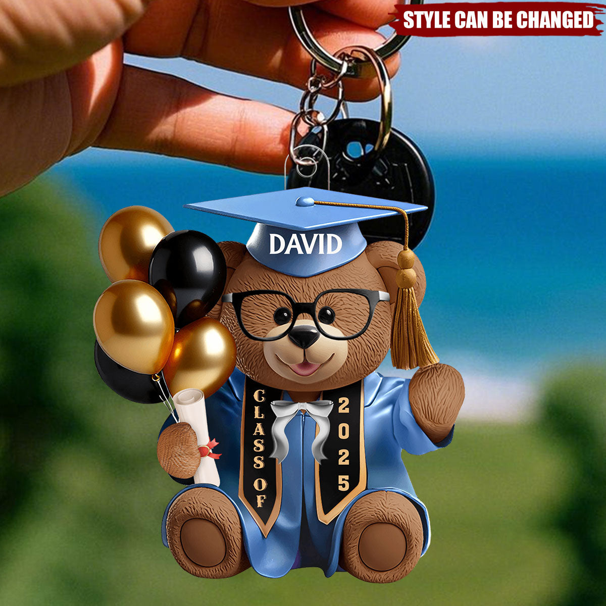 Graduation Bear - Personalized Acrylic Keychain