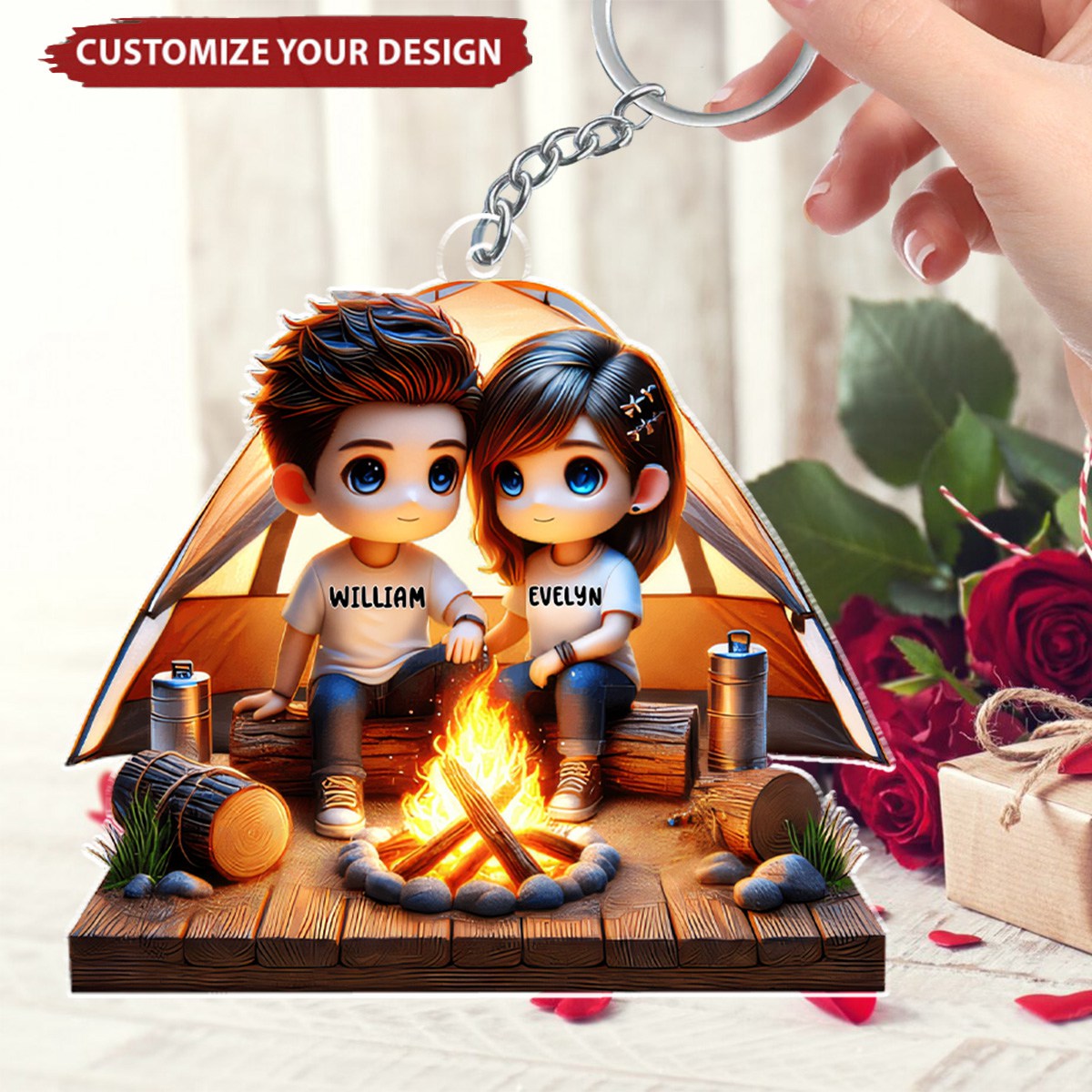 Camping Couple - Personalized Acrylic Keychain