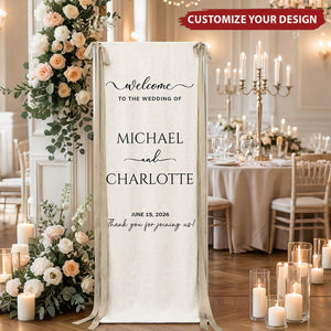 Minimalist Wedding Sign Linen Material Wedding Decorations & Favors - Personalized Welcome Sign
