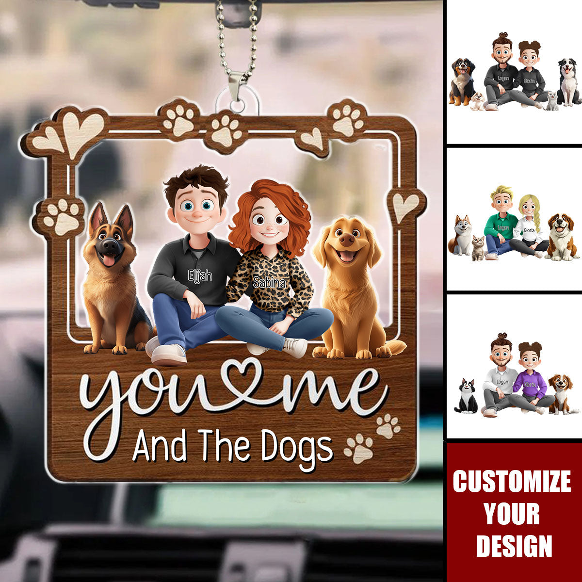 You & Me And The Dogs - Personalized Acrylic Ornament