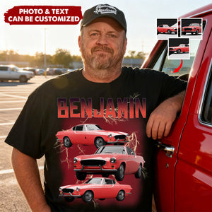 Personalized Car Photo Vintage Bootleg Shirt, Gift for For Him Dad, Motorcycle Car Lovers