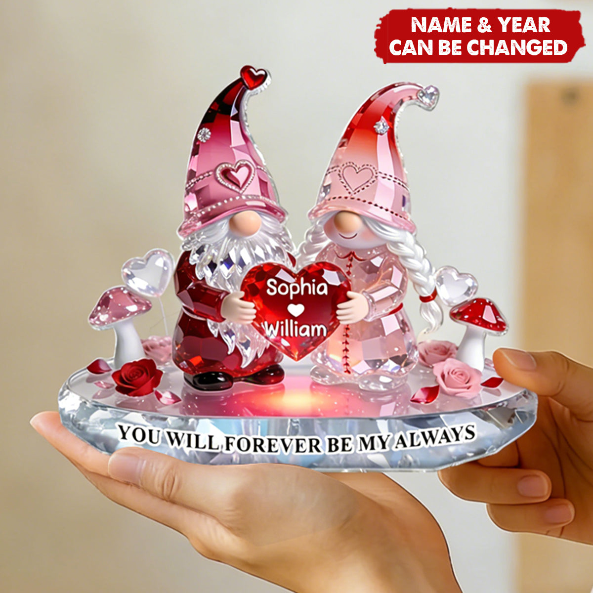 3D Effect Eternal Love Dwarf Couple Forever Together - Personalized Acrylic Block Plaque
