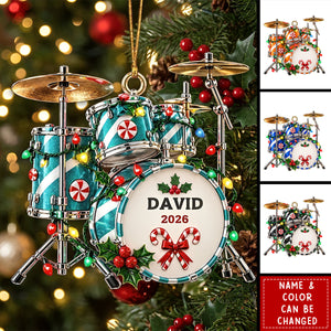 Personalized Drum Christmas Ornament - Gift For Drummers & Drum Lovers