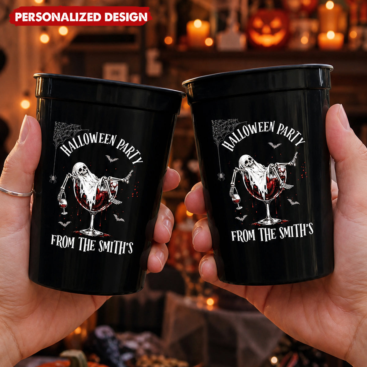 Dancing Skeleton Custom Halloween Plastic Cups - For Halloween Party