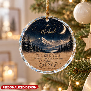 Personalized Memorial Starry Mountain Glass Ornament - Custom Name Remembrance Christmas Keepsake