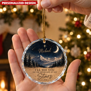 Personalized Memorial Starry Mountain Glass Ornament - Custom Name Remembrance Christmas Keepsake