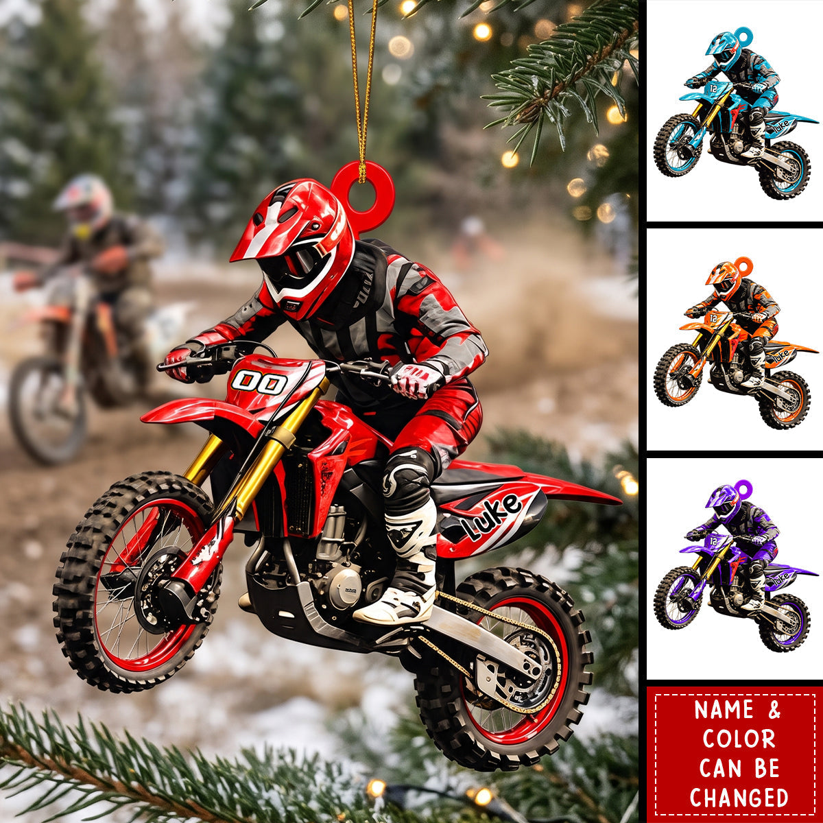Personalized Dirt Bike Ornament -  Custom Motocross Men Ornament