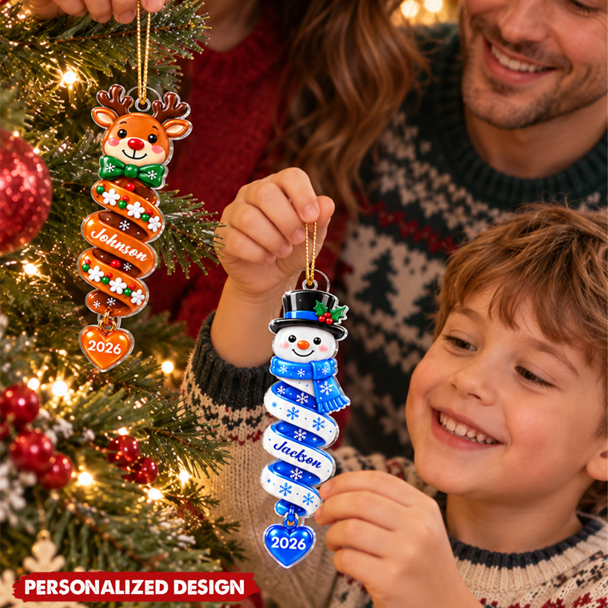 Personalized Spiral Shape Acrylic Christmas Ornament -Gift for Kids,Family
