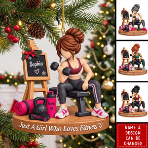 Personalized Fitness Gym Girl Acrylic Ornament — Gift For Fitness & Weightlifting Lovers