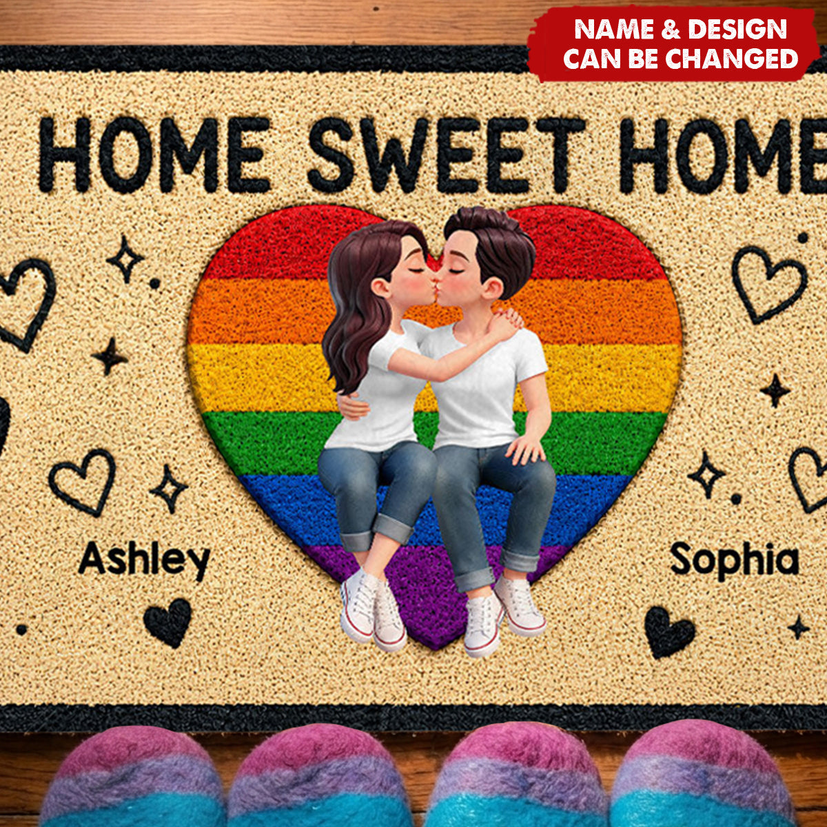 LGBT+ Couple Home Sweet Home - Personalized Doormat - Gift For Couple, Happy Pride Month