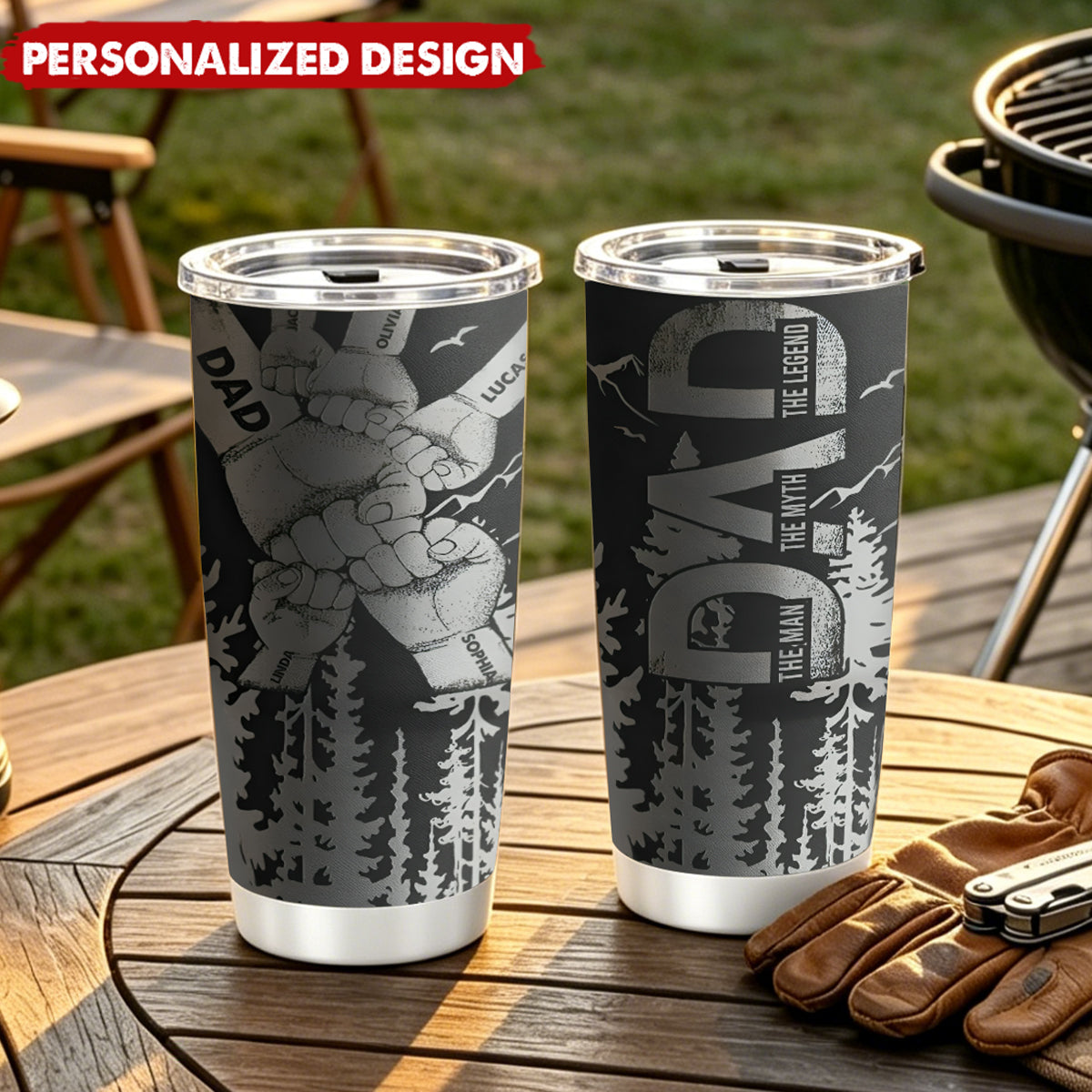 Father's Day Gifts, Forest With Kids' Names - Personalized 20oz Tumbler