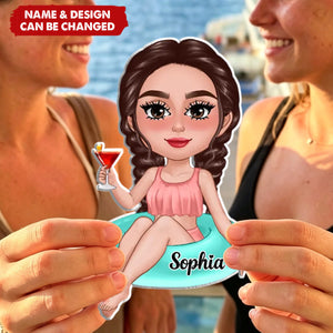 Girl On Float - Personalized Cruise Cabin Door Magnet - Girls Trip Cruise Trip Keepsake, Besties Gift