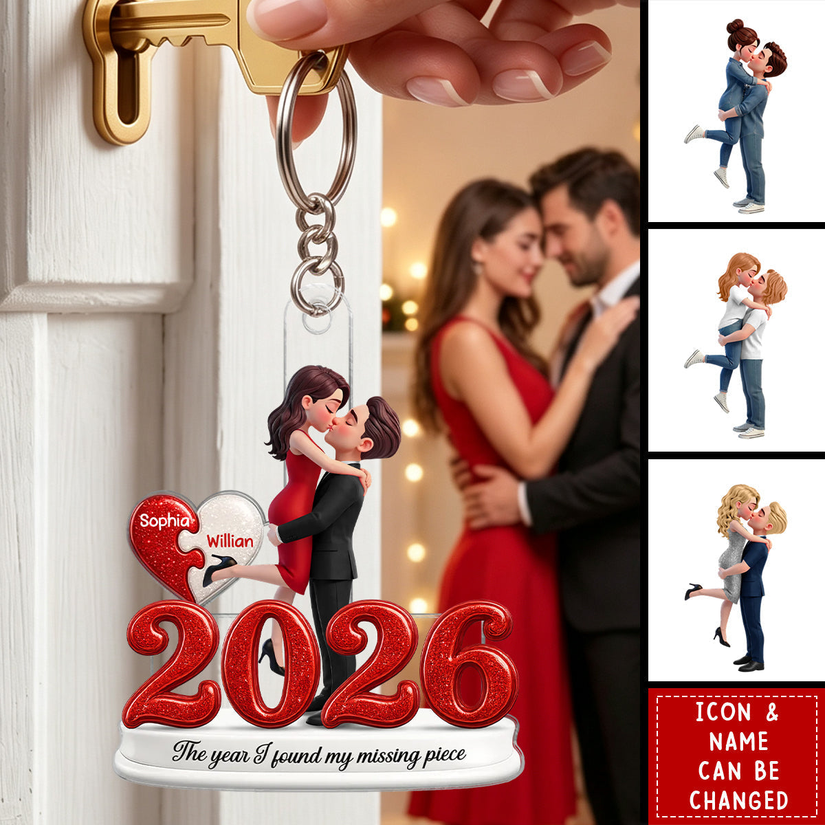 The Year I Found My Missing Piece - Personalized Acrylic Keychain - Christmas Keepsake for Couples