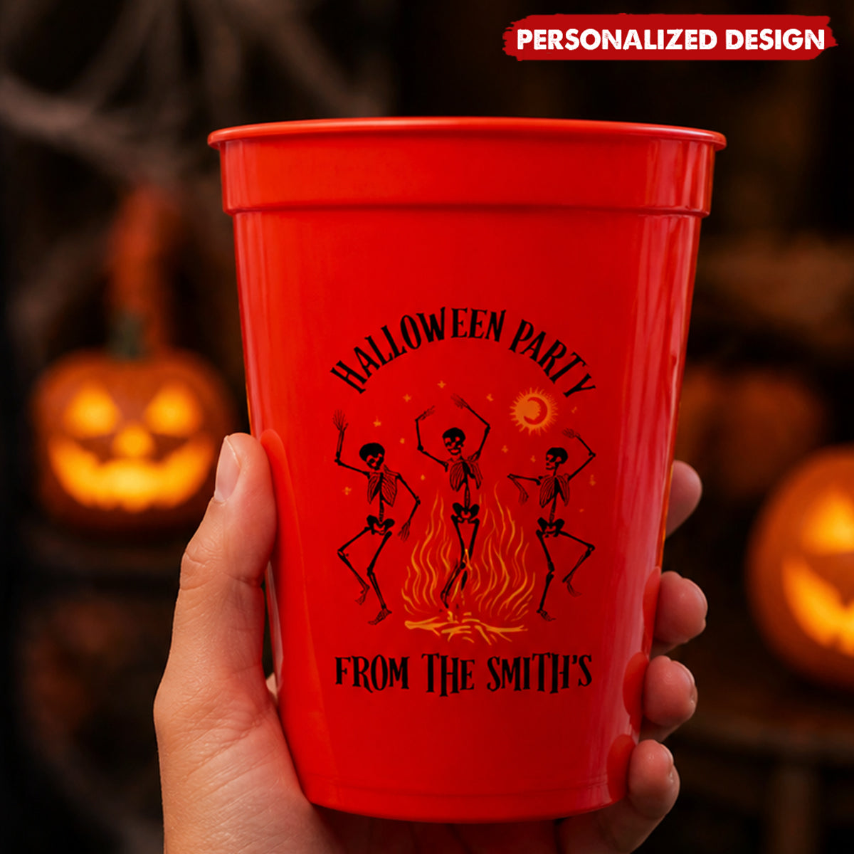 Dancing Skeleton Custom Halloween Plastic Cups - For Halloween Party