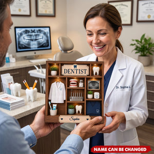 Personalized Dentist Wooden Block, Custom Dental Office Shelf Sitter